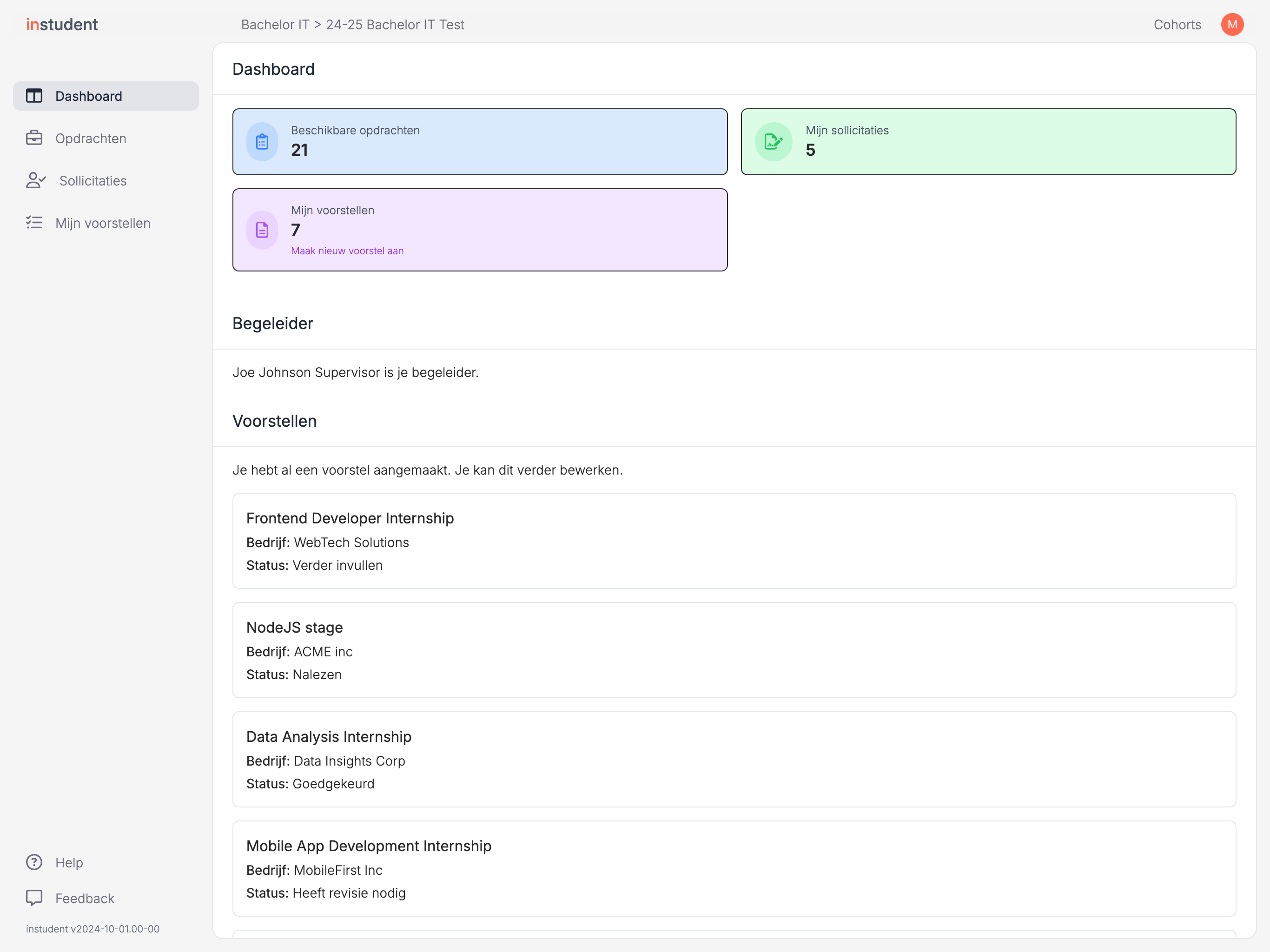 Cohort dashboard